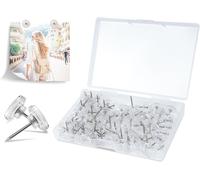 Chenquansarl-Lot De 120 Puna S Avec Boîte De Rangement, Tête Plate, Pointes Transparentes, Puna S Pour Tableau D'affichage, Plaque De Liège, Photos, Carte, Artisanat, Etc.