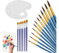 Chenquansarl-Lot De 18 Pinceaux De Peinture En Nylon,Pinceaux Peinture Acrylique Professionnel,Pinceau Aquarelle Kit Artiste¿ Palette De Mélange, Qualité Professionnelle, Poignée Ergonomique, Pour Aq