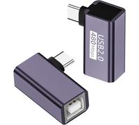 ChenQuanSarl-Lot De 2 Adaptateurs Usb C Vers Usb B Coudé À 90° Pour Imprimante De Piano Électronique - Connecteur Usb C Vers Midi Femelle E - 480 Mbps - 20 W - Charge 480 Mbps - 20 W