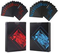 ChenQuanSarl-Lot De 2 Cartes De Poker Imperméables En Pvc Noir Et Bleu - Outil De Jeu De Tours De Magie En Plastique - Couleur Froide - Outil De Jeu Pour Fête De Famille