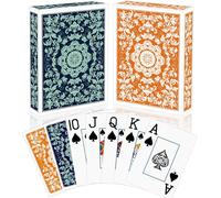 Chenquansarl-Lot De 2 Cartes De Poker Standard En Grande Impression - Design Professionnel - Pour Fêtes Et Familles - Vert + Orange