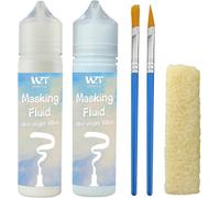 Chenquansarl-Lot De 2 Fluides De Masquage Pour Aquarelle Avec Pinceau Et Gomme, Liquide De Masquage Pour Peinture À L'aquarelle Et Divers Projets Artistiques ¿ 60 Ml Bleu + 60 Ml Blanc
