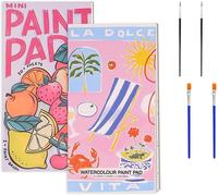 Chenquansarl-Lot De 2 Mini Carnets De Croquis Aquarelle, Bloc-Notes Aquarelle Portable Avec Pinceaux Et Palette, Ensemble De Peinture Aquarelle Compact