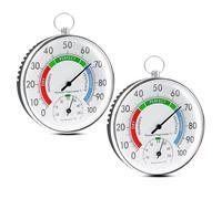 ChenQuanSarl-Lot De 2 Thermomètres Hygromètres 10 Cm, Analogiques, Sans Fil, Montage Mural, Avec ?illet De Suspension, Thermo-Hygromètre Pour L'Intérieur Et L'Extérieur, Maisons, Serres, Jardins (A)