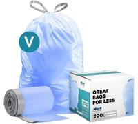Chenquansarl-Lot De 200 Sacs De Recyclage Bleus Compatibles Avec Code V Avec Cordon De Serrage, 16 À 18 Litres, 37,5 X 71,1 Cm