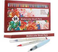 Chenquansarl-Lot De 24 Stylos Pinceaux Pour Aquarelle, 24 Couleurs Flexibles En Nylon Véritable Pour Peinture À L'aquarelle, 1 Pinceau Mélangeur, Marqueurs De Peinture Pour Artistes Et Peintres
