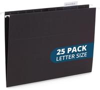 Chenquansarl-Lot De 25 Dossiers Suspendus, 25 Dossiers Suspendus Renforcés, Conçus Pour La Maison Et Le Bureau, Organisation De Fichiers À Code Couleur, Format Lettre, Noir