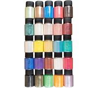 Chenquansarl-Lot De 25 Pigments En Poudre De Mica Avec Effet Nacré, Peinture Résine, 10 G Chacun, Idéal Pour Mélanger Avec De La Résine Époxy, De La Peinture Au Savon, Faire Des Bougies Soi-Même
