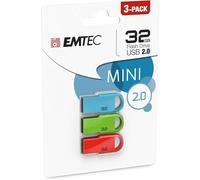 ChenQuanSarl-Lot De 3 Clés Usb D250 Mini 2.0 16Gb, 16Go - Ecmmd16Gd252P3 - Usb Key Sans Capuchon Avec Système D'Accroche - Séries Runners - Collection D250 - Bleue, Verte, Rouge - 35X16X5Mm