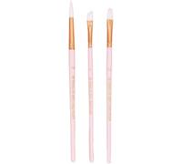 Chenquansarl-Lot De 3 Pinceaux Rose Taille M Idéal Pour L'aquarelle Et Le Goauche Cheveux Synthétiques Blancs Et Manche En Bois Laqué Mat Rond N° 10, B Auté N° 8 Et Plat N° 12