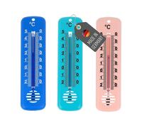 Chenquansarl-Lot De 3 Thermomètres D'intérieur - 14 X 3,4 Cm - En Plastique Bleu, Vert, Rose - Plage De Mesure De La Température De -25 °C À 50 °C - Thermomètre Analogique Pour L'extérieur, L'intérie