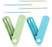 Chenquansarl-Lot De 4 Cotons-Tiges Réutilisables En Spirale À Double Extrémité Avec 2 Supports De Voyage Vert Et Bleu Pour Le Nettoyage Des Oreilles, Le Maquillage, Etc