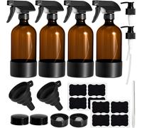 Chenquansarl-Lot De 4 Flacons Vaporisateurs En Verre Ambré De 500 Ml Pulvérisateurs Vides Rechargeables Avec Buse Réglable Pour Le Nettoyage, Les Plantes, Les Huiles Essentielles Et Le Soin Des Che
