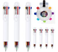 Chenquansarl-Lot De 4 Stylos À Bille 8 En 1 En Blanc Avec 8 Couleurs Différentes - Stylo À Bille Multicolore - Pour École, Bureau, Restauration