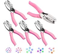 Chenquansarl-Lot De 5 Perforatrices En Papier - Perforatrice Manuelle - Diamètre Du Trou 1,5 À 6 Mm - Pince Perforatrice À Un Trou - Poignée Rose - Pour Bricolage, Artisanat, Papier, Photo, Cartes, S