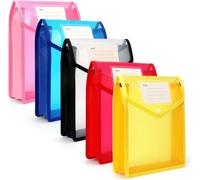 Chenquansarl-Lot De 5 Porte-Documents A5 - Avec Bouton Pression - En Plastique - Étanche - Avec Carte - Pour Voyage, Bureau, Document, École (A5, 5 Verticales)