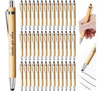 Chenquansarl-Lot De 50 Stylos À Bille En Bois De Bambou Avec Écran Tactile Pour L'écriture, Le Journal, L'école, Les Fournitures De Bureau, Cadeau De Rem De Diplôme