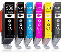 ChenQuanSarl-Lot De 6 Cartouches D'Encre Compatibles Avec Canon Pgi-530Pgbk Cli-531 Pour Canon Pixma Ts8750 Ts8751 (Version 530Xxl 531Xxl)