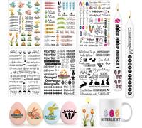 Chenquansarl-Lot De 6 Feuilles De Tatouages Pour Bougies De Pâques, Autocollants Pour Bougies De Pâques, Lapins De Pâques, Autocollants Pour Bougies, Film Coulissant À L'eau, Décoration De Bougies De