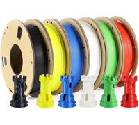 ChenQuanSarl-Lot De 6 Filaments Pla 1,75 Mm X 250 G Multi Color Pack 1,5 Kg Total (Noir, Blanc, Bleu, Rouge, Jaune, Vert) Filament D'Impression 3D (250 G/Bobine, 6 Bobines/Paquet, Diamètre 1,75 ± 0,0