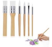 Chenquansarl-Lot De 6 Pinceaux De Peinture Professionnels En Poils De Nylon - Pinceaux Ronds Et Plats - Fournitures De Bricolage - Pinceaux En Bois Pour Peinture À L'huile, Aquarelle, Toile, Ardo , R