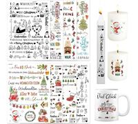 Chenquansarl-Lot De 6 Tatouages De Bougies - Décoration De Noël - Autocollants Multicolores - Film De Tatouage De Noël - Film Coulissant À L'eau - Pour Bricolage, Tasse Et Bougie - Cadeau De Noël
