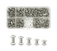 Chenquansarl-Lot De 80 Vis Chicago 5/8/10/12/15 Mm Chicago Vis De Reliure Chicago Rivet À Clous Argentés Vis Chicago À Tête Cruciforme Pour Ceinture En Cuir Bricolage Livre De Scrapbooking