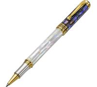 Chenquansarl-Maestro Stylo Roller, Pointe Fine. Nacre Océanique, Coquillage P¿Ua, Placage Platine Et Or 18 Carats. Fabriqué À La Main, Édition Limitée, Sérialisé.