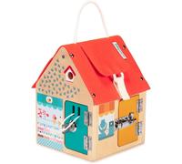 ChenQuanSarl-Maison DApprentis Multi-Fermetures En Bois - Jouet Éducatif En Bois Avec 6 Systèmes De Fermetures - Clé, Scratch, Loquet, Crochet,... - Motricité Imagination - Dès 3 Ans - 83263