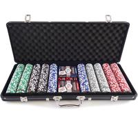 Chenquansarl-Malette De Poker Premium 500 Jetons 11,5g Marqués - 2 Jeux De 54 Cartes - Jetons Dealer - Livret De Règle - Mallette En Aluminium, Noir