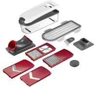 Chenquansarl-Mandoline/Coupe-Légume/Trancheur Avec Couvercle, Récipient Collecteur Et 5 Grilles De Coupe, 12 Pièces, Acier Inoxydable/Plastique, Star Plus, Blanc/Transparent/Rouge, 97112260