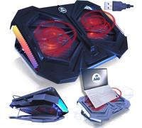 ChenQuanSarl-Mantis - Éclairage Rvb, Ventilateur Pc Gamer, Refroidisseur Pc Portable Avec 2 Ventilateurs Et Rétroéclairage Led Rouge, Support Ordinateur Portable Gaming 10"" À 15,6"", Accessoires Pc