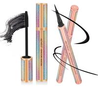 Chenquansarl-Mascara Volume 4d Mascara Black + Liner Perfect Slim Noir Avec Pointe Feutrée Pour Un Trait Précis Et Longue Durée, Volume Et Swing Mascara Waterproof Noir 2 Pièces