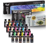 ChenQuanSarl-Mastermix Kit Complet De 24 Peintures Acryliques De 60 Ml, 12 Couleurs Standard, 6 Néons Et 6 Couleurs Métalliques De 60 Ml Chacune, Couleurs D'Artiste Hautement Pigmentées Pour Des Proj