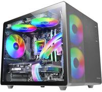 ChenQuanSarl-Mc-400, Boîtier Gaming Compact Micro-Atx, Fenêtre Latérale Complète Verre Trempé, 3X Ventilateurs Frgb 120Mm, Panneau Latéral Complète Mesh, Noir