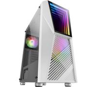 ChenQuanSarl-Mc777W, Boîtier Pc Gaming Atx, Miroir Infini Argb, Verre Trempé, 2X Ventilateurs 120Mm Argb, Blanc