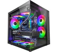 ChenQuanSarl-Mcv-One, Boîtier Gaming Atx, Double Verre Trempé Continu, Ventilateur Frgb 12Cm, Structure À Double Chambre, Moyen-Tour Pc Compact, Support Refroidissement Liquide Jusqu'À 240Mm, Noir