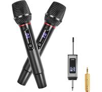 ChenQuanSarl-Microphone Sans Fil Uhf Professionnel, 2 Microphones En Métal Avec Récepteur Rechargeable, Portée 50M, Plug & Play, Pour Karaoké, Dj, Mariage, Événements, Noir (Pack De 2, Noir)