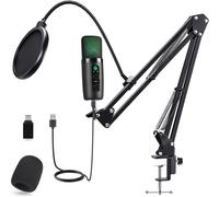 ChenQuanSarl-Microphone Usb À Condensateur, Microphone Professionnel Usb Avec Bouton De Coupure Du Son, Modes De Lumière Rgb, Bras De Micro Et Filtre Pop, Gaming Microphone Pour Podcasting, Enregistr