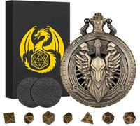 Chenquansarl-Mini Jeu De Dés Dnd, Steampunk Creux Paladin, Chevalier, Guerrier Coquille De Montre De Poche, 7 Dés Polyédriques D&d En Métal, Dnd Cadeaux, Accessoires De Jeux De Société Pour Jeux De R