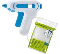 Chenquansarl-Mini Pistolet À Colle C Avec 30 Bâtons De Colle, Kit Avec Pistolet À Colle Et Bâtons De Colle Pour L'école, La Maison Et Le Bureau, Blanc/Bleu