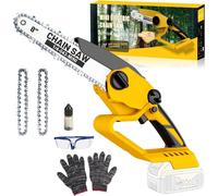 ChenQuanSarl-Mini Tronçonneuse À Batterie 8 Pouces Compatible Avec Dewalt 20V Batterie (Sans Batterie), Tronçonneuse Électrique Sans Fil Avec Moteur Puissant 21 V 650 W, Mini Scie À Chaîne Électrique