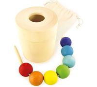 ChenQuanSarl-Montessori Jeu De Perles Et Pot, Jouet Montessori À Partir De 3 Ans, Perles Pour Bébé À Enfiler, Jeu Pour Compter Et Trier Les Couleurs, Apprendre Les 7 Boules En Bois Multicolores