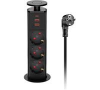ChenQuanSarl-Multipr Electrique Encastrable Bloc, , 3 Pr s Avec Usb C Et 2 Usb-A Pour Plan De Travail, Table De Bureau, Table De Chevet, Diamètre 60Mm Câble 1,8M