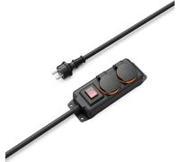 ChenQuanSarl-Multipr Etanche 2 Pr s 16A Avec Interrupteur (Multipr Extérieur Rallonge 2M, Bloc 2 Pr s Étanches Ip44 Avec Couvercle, Type F Schuko, 3680W, Idéal Jardin Garage Atelier Chantier) Noir