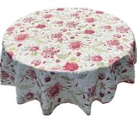 ChenQuanSarl-Nappe De Table - Imprimé Floral Avec Fleurs Rouges Et Feuilles Vertes - Housse De Table Élégante - Made In Italy (Rosso, Ø180 Cm)