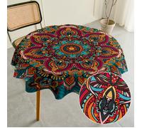 ChenQuanSarl-Nappe Ronde Anti Taches 150Cm, Nappe De Table Imperméable Lavable Effect Mandala Nappes Rondes Polyester Tablecloth Pour Cuisine Jardin Restaurant (Pour Table 90-110Cm)