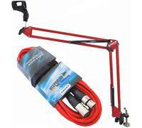 ChenQuanSarl-Nb35 Rd Rouge Bras Articulé Pied De Micro + 6 M De Câble Micro Xlr Rouge