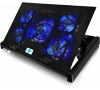 ChenQuanSarl-Nc81 - Ventilateur Pc Gamer Avec 5 Ventilateurs, Inclinaison Réglable Et Led Bleu, Support Pour Ordinateur Portable, Refroidisseur Ps4, Pour Ordinateur Jusqu'À 17,3 Pouces Et Consoles