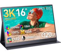 ChenQuanSarl-Oled Moniteur Portable 3K 120Hz 16 Pouces Portable Gaming Monitor, 500 Nits 100% Dci-P3 10-Bit 100000 1 Contrast 1Ms Écran Pour Aptop Pc Phone Game Consoles, Compatible Vesa